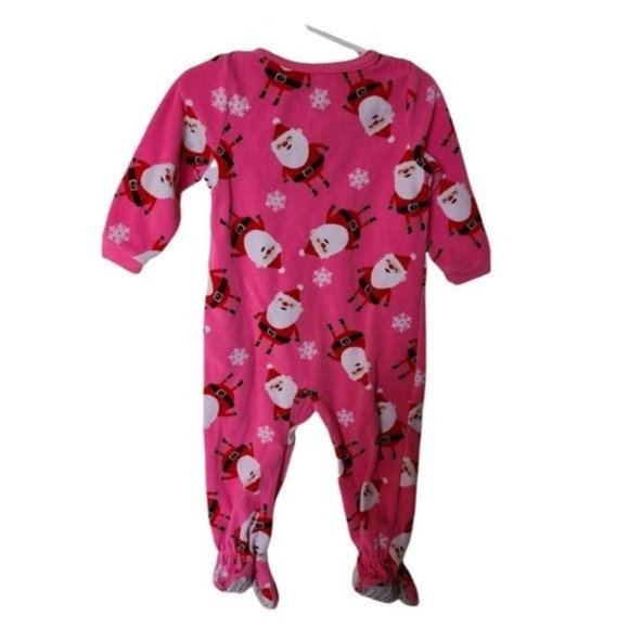CARTERS Fleece Pink Santa Christmas Footed Pajama Sleeper Zipper size18 Months B - Picture 5 of 5